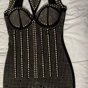 AKIRA Black Dress with Gold Accents